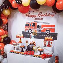 Assorted Firefighter Cake Decorations: Firefighter Themed Happy Birthday Cake Toppers, Firefighter Truck Figurine Cake Decorations, Firefighter Theme, Housewarming Party, Birthday Party Decorations, Cake Decor