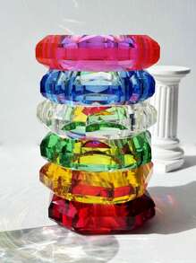 1pc Summer New Geometric Rhombus Transparent Resin Bracelet, Personalized Creative Stacking Jewelry Gift