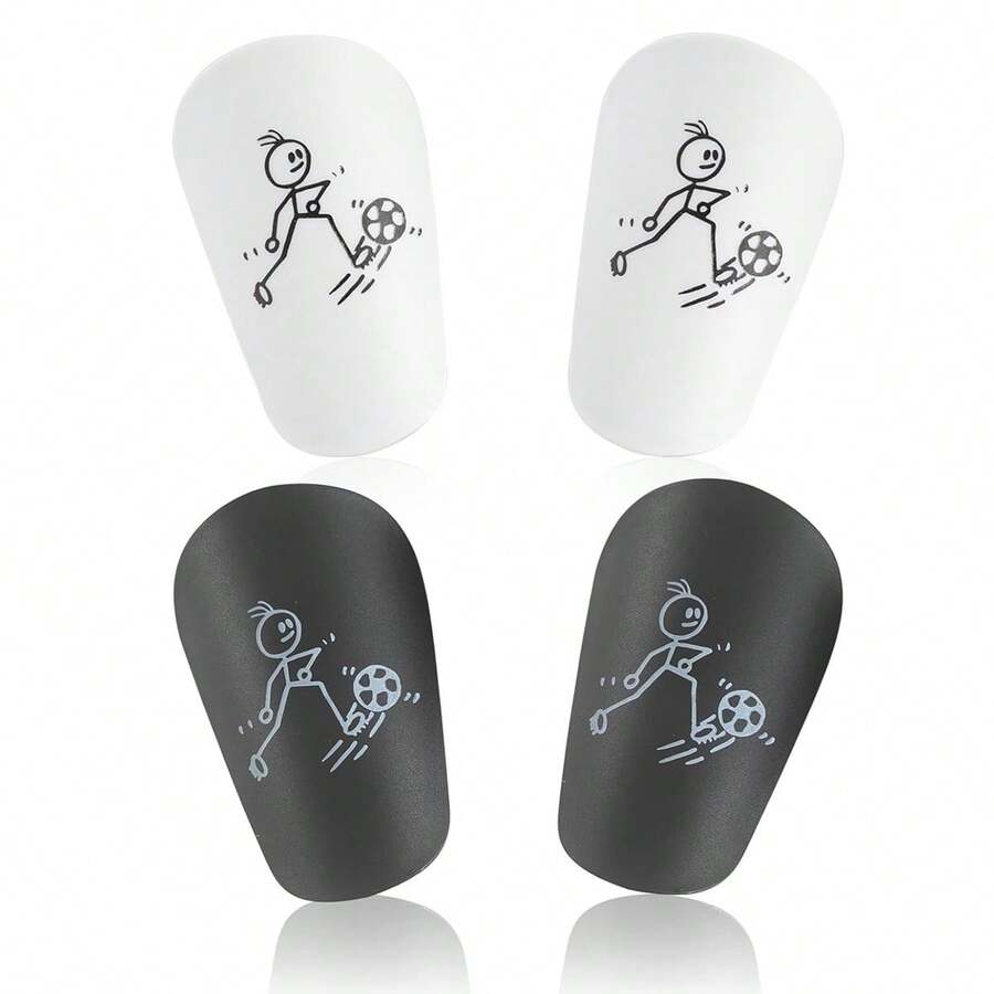 2 Pairs Mini Soccer Player Pattern Leg Guards, Thick Adult Clip-On Shin Pads - Durable Mini Soccer Shin Guards, Suitable For All Seasons - Multicolor - View 1