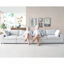 114" L-Shaped Modular Sectional Sofa – 4-Seat Oversized Cloud Couch With Down Feather Fill, Chaise, And Ottoman For Living Room - 白色 - 查看 7