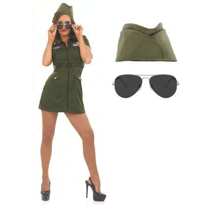 Morph Costumes Fun Shack Women's Aviator Costume - Stylish Military Fancy Dress For Parties, Events & Halloween - Perfect Pilot Outfit