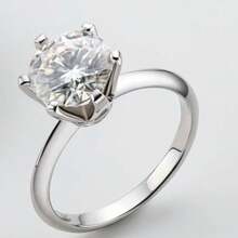 Pair Of Engagement Rings In Silver With Diamonds, Brilliant And Beveled Channel 4mm + Solitaire Ring + Box - 1 PAR + SOLITÁRIA - 查看 2