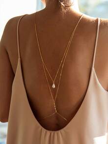 1 chiếc dây đeo lưng thanh lịch dành cho nữ, dây đeo thân cá nhân hóa thời trang, thiết kế hình giọt nước đính kim cương, trang sức thân thể cổ điển dành cho nữ, phù hợp làm phụ kiện cô dâu sang trọng trong đám cưới, phụ kiện váy dạ hội, phụ kiện trang phục gợi cảm, phụ kiện ngày lễ, phụ kiện nội y nhập vai. - Nhiều màu - Xem 5