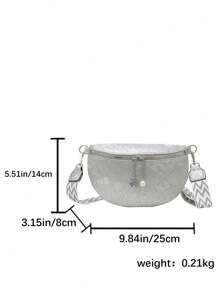 1pc Snakeskin Fashion Sport Fanny Pack, Boho Style Contrast Color Wide Strap, Faux Pearl Flower Zipper Crossbody Shoulder Bag For Women, Suitable For Daily Use And Gift