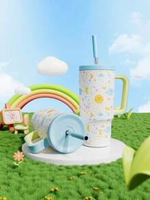 24oz Handled Insulated Tumbler, Vacuum Insulated Stainless Steel Travel Mug With Straw, Vacuum Insulated Water Bottle, Reusable Stainless Steel Water Bottle - Keeps Hot/Cold For Up To 24 Hours - White - View 3