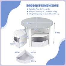 Kids Table And Chair Set 5-Piece Toddler Round Nesting Table - Grey - View 3