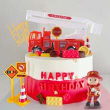 Assorted Firefighter Cake Decorations: Firefighter Themed Happy Birthday Cake Toppers, Firefighter Truck Figurine Cake Decorations, Firefighter Theme, Housewarming Party, Birthday Party Decorations, Cake Decor