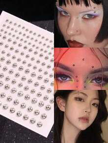 1650/825/165件 3-6毫米镀银亚克力假鼻环、耳环贴纸、假眉毛、唇环、非穿孔身体首饰、面部装饰