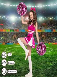 1 Stück silberfarbener Cheerleading Farbblumen-Pompon für Bankette, Fußball, Basketball, Sportveranstaltungen, Anfeuern