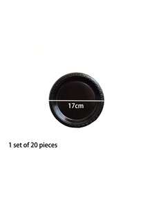 20pcs Black Round Plastic Trays, Disposable Set, Suitable For Wedding Dresses And Weddings, Wedding Party Dedicated Trays - Thickened Design, Suitable For Wedding Parties, Restaurants, Gatherings, Birthday Parties, Picnics, Camping And Daily Use - Available In Multiple Sizes - Black - View 14