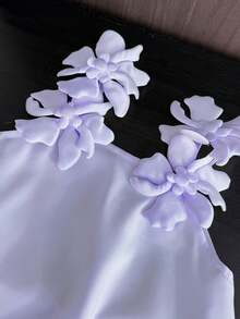 Summer Cute Woven Solid Color Camisole Dress For Girls - Purple - View 4