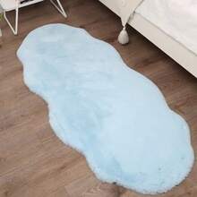 1pc Faux Rabbit Fur Asymmetrical Cream Solid Colored Rug, Ultra Soft & Cozy 4-Season Carpet For Living Room Coffee Table, Bedroom Bedside, Sofa, Office Chair Cushion, Study & Entryway Decor - Multicolor - View 15