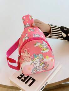 1个女童迷你小马图案拉链尼龙胸包，四季皆宜 - 彩色 - 查看 7