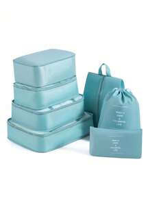 8-1PC Travel Clothes Organizer Set, Large Capacity Multi-Functional Packing Cubes With Zipper Closure, Handheld Travel Bag, Storage Bag, Mesh Bag, Cosmetic Bag, Shoe Bag, Bottle Sleeve, Drawstring Bag, Regular Bag, Luggage Bag, Underwear Organizer, Hospital Bag, Waterproof Toiletry Kit For Shirts, Underwear, Clothes, Cosmetics, Toiletries, Toothbrush And Toothpaste