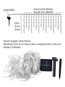 1 件太阳能冰柱仙女灯太阳能 LED 露台灯串圣诞花环适用于花园派对婚礼露台露营庭院圣诞装饰灯 - 暖光 - 查看 4