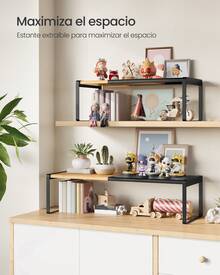 SONGMICS HOME Especiero, Juego de 2, Extensible, Organizador de Cocina, Estante de Cocina, Apilable, Zapatero, Beige Natural y Negro Tinta - Negro - Ver 3