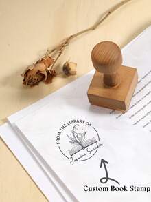 Sellos de la biblioteca | Sellos de ex libris | Sellos de libros | Ex libris | Regalos para amantes de los libros | Regalos de cumpleaños personalizados | 30 opciones de estilo, vuelta al colegio, útiles escolares - Caqui - Ver 10
