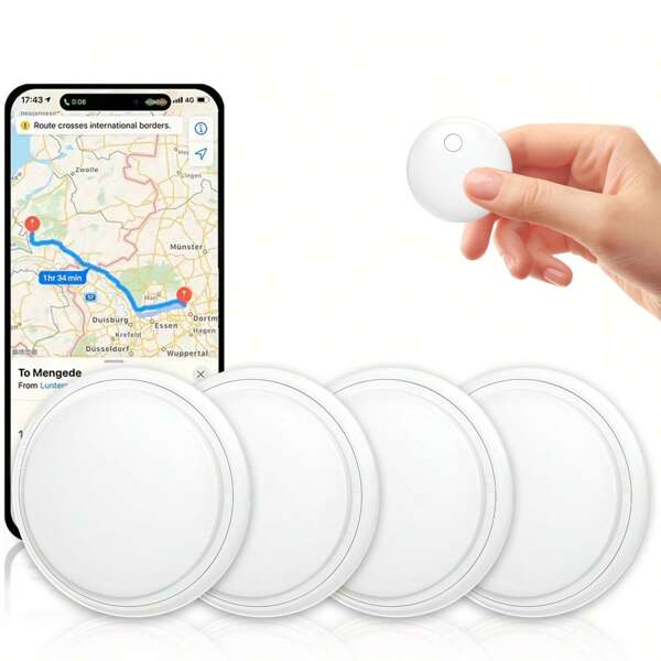 Paquete de 4 etiquetas de seguimiento Bluetooth, localizador de etiquetas inteligentes, dispositivo de seguimiento, buscador de llaves y localizador de artículos, localizador de artículos Air Tracker con Find My (solo iOS) para rastrear llaves, billetera, equipaje, mascotas y bolso