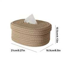 1pc Porta pañuelos de tela tejida a mano-Elegante, ligero, lavable, almacenamiento multifuncional para toallas faciales, servilletas en el hogar - Blanco - Ver 2