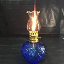 Exquisite Retro Glass Oil Lamp Thickened Without Tilting Artificially Blown Embossed Lampshade Glass Lamp