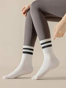 1/2/3 pares de calcetines de dedo para mujer, calcetines de yoga con revestimiento antideslizante con puntos, calcetines de pilates transpirables y que absorben la humedad, otoño