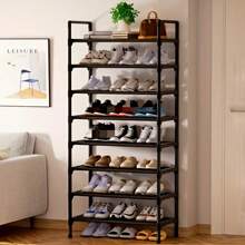 8 ripiani portascarpe, scaffale di stoccaggio in tubi metallici, portascarpe multifunzionale, facile da montare, porta scarpe per corridoio, camera da letto, ingresso, soggiorno, forniture per l'organizzazione e lo stoccaggio domestico, organizer per scarpe in tessuto, requisiti per la casa accogliente