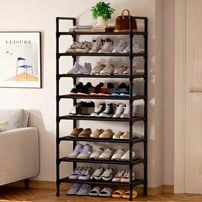 8 Layer Shoe Rack,Metal Tubes Shoe Storage Shelf,Multifunctional Shoe Stand, Easy Assembled Shoes Holder For Hallway Bedroom Entryway Living Room,Home Organization And Storage Supplies,Shoe Organizer Cloth Shoe Storage,Cozy Home Requirements