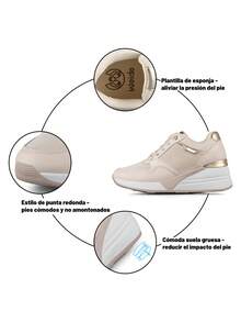WEIDE Zapatillas Deportivas Cómodas Para Mujer, Diseño Casual y Transpirable - Beis - Ver 11