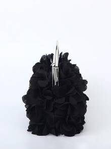 Women Evening Bag For Women And Brides Elegant Kiss Lock Clutch With Floral Decor Quiet Luxury Wedding, Prom, Party And Banquet Accessories  Mother's Best Gift - 黑色 - 查看 6