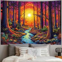 Galaxy Space Tapestry Colorful Starry Sky Tapestry Mountain Tapestries Misty Forest Tapestries Fantasy Landscape Wall Hanging Decor For Home Home Decoration For Bedroom,Living Room,Dorm - Sun Forest - View 4