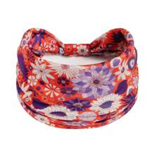 1 Stück Bohemian Stil Frauen Blumen-Muster verdrehtes elastisches Stirnband, breites dehnbares rutschfestes Haartuch für Damen Yoga Make-up Workout, für alle Jahreszeiten, Polyester Faser Turban Stirnband