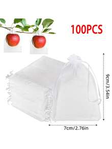 50 Pieces Fruit Protection Bags Fruit Netting Bags With Drawstring,Garden Fruit Cover Mesh Bag To Protect Plants From Pest Birds Squirrels - White - View 15