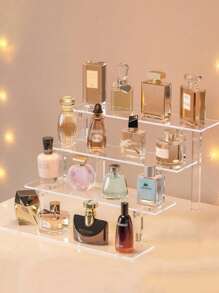 1pc Acrylic Cosmetic Organizer Rack, Multi-Tier Display Storage Shelf For Perfume, Skincare, Makeup Items, Reinforced Sturdy Pyramid-Shaped Stand For Living Room, Bathroom, Bedroom, Home Decor,For Holiday Beach, Bathroom Collection, Bedroom Collection, Large Capacity