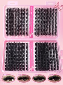CMAYOME DIY 640 睫毛延长套装 10D+20D+30D+40D+50D+60D+80D+100D 大容量组合睫毛套装单根睫毛束 10-16mm 浓密 D 卷曲单根睫毛套装，迷你旅行便携式浓密睫毛束带 DIY 延长 - D - 查看 3