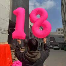 Bóng bay huỳnh quang số 0-9 40 inch, bóng bay số neon màu hồng, thích hợp cho tiệc sinh nhật, tốt nghiệp, đám cưới, kỷ niệm, giáng sinh, năm mới, trang trí tiệc phát sáng, chụp ảnh tự động - Hồng - Xem 7