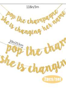 2 pièces Banderole dorée scintillante pour décoration de fête avec le slogan "pop the champagne", douche nuptiale, Noël