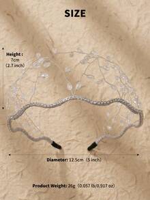 1 件女士时尚简约百搭水晶串珠发带，适合婚礼、典礼、节日等场合头带发带发箍 - 銀色 - 查看 3