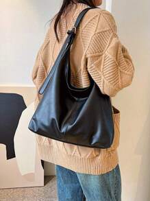 Nova Bolsa Feminina de Ombro de Grande Capacidade, Estilo de Moda, Bolsa de Couro