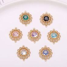 2pcs Hollow Sunflower Cubic Zirconia Encased In Copper Pendant, DIY Jewelry For Necklace, Earring, Hair Clip, Jewelry Connector - Multicolor - View 1