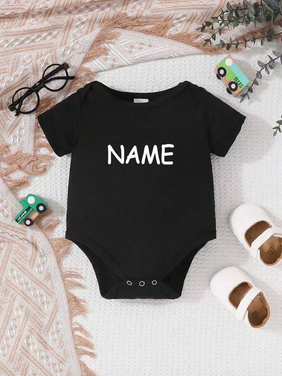 [Custom] Personalized Name Printed Bodysuit For Baby Girls And Boys, Cute And Casual