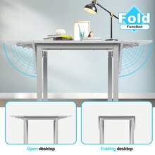 Jooli H Folding Dining Table, Drop Leaf Extendable Kitchen Table For Small Spaces, Seats 2-6 People, Grey, 120x70x76cm - Grey - View 6