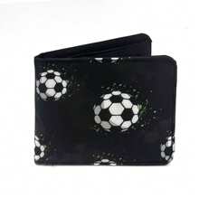 Portofel cool pentru băieți Portofele durabile din material textil Suport pentru numerar pentru card de credit Portofele estetice Kawaii drăguțe cu fereastră de identificare cu buzunar pentru monede pentru băieți adolescent băieți bărbați tineri băieți băieți adolescent (imprimat fotbal)