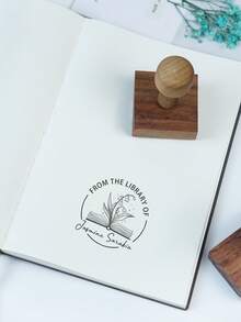 Sellos de la biblioteca | Sellos de ex libris | Sellos de libros | Ex libris | Regalos para amantes de los libros | Regalos de cumpleaños personalizados | 30 opciones de estilo, vuelta al colegio, útiles escolares - Caqui - Ver 4