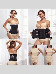 Đai nịt bụng định hình eo có khóa kéo, đai nịt eo thoáng khí, đai phục hồi sau sinh có thể điều chỉnh với khóa kéo và gọng thép. - màu đen - Xem 10