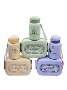 Portable Lunch Box With Straw Water Bottle Set, For Daily Travel - Lunch Box Water Bottle Set - View 6