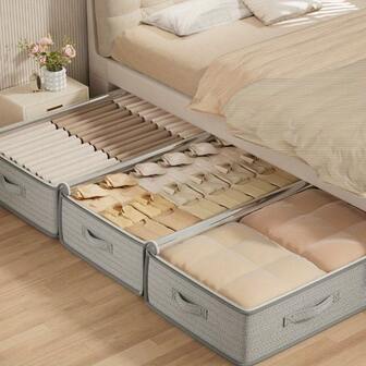 1个大容量床底收纳袋，多功能衣柜衣物整理袋，带拉链，防尘，透明顶盖，适用于床底、橱柜顶部，轻便床边收纳袋。可用于整理衣物、毯子、床上用品、折叠衣柜、节日装饰、房间装饰、卧室装饰和冬季衣物收纳。