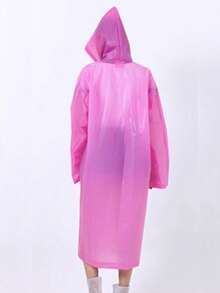 1 pieza Impermeable adulto de EVA rosa grueso, impermeable de viaje ligero de EVA grueso y de moda con frente abierto para exteriores - Rosa - Ver 7