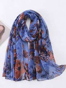 Balinese Floral Print Scarf Shawl - Multicolor - View 2