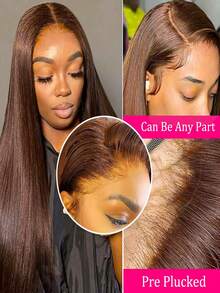 38Inch Chocolate Brown Straight Hair 360 Lace Front Wigs Human Hair Transparent Lace Pre Plucked With Baby Hair 360 Full Lace Frontal Wigs Human Hair Brazilian Virgin Hair