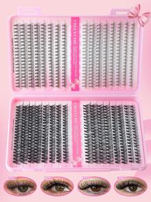 CMAYOME DIY 640 睫毛延长套装 10D+20D+30D+40D+50D+60D+80D+100D 大容量组合睫毛套装单根睫毛束 10-16mm 浓密 D 卷曲单根睫毛套装，迷你旅行便携式浓密睫毛束带 DIY 延长 - D - 查看 7